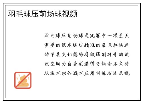 羽毛球压前场球视频